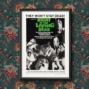 Poster Night of the Living Dead Vintage Movie Wall Art Print, Framed or Unframed, Horror Film Decor, Various Sizes