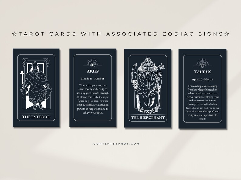 Printable Tarot Cards With Their Associated Zodiac Signs Digital Zodiac