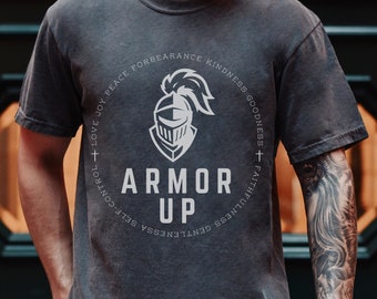 Christian TShirt for Men Christian Merch Christian Streetwear Full Armor of God Clothes Catholic T Shirt Faith Based Mens Christian T-Shirt