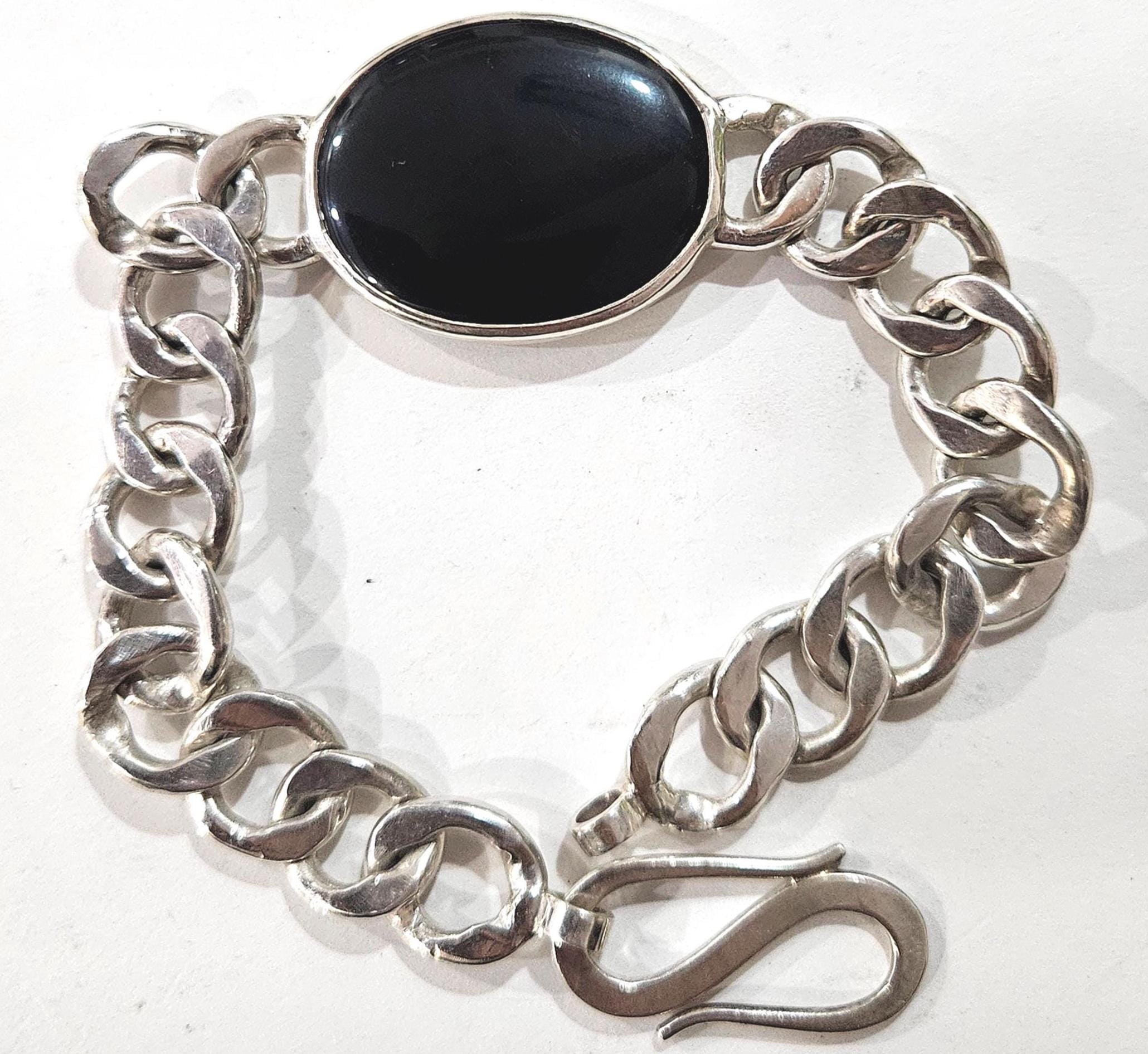 Sterling Silver Black Onyx Men Alquimia by Ady Black and Silver Bracelet display picture 1