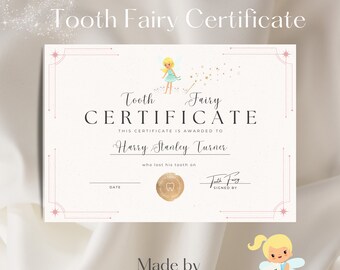 Tooth Fairy Certificate - Etsy