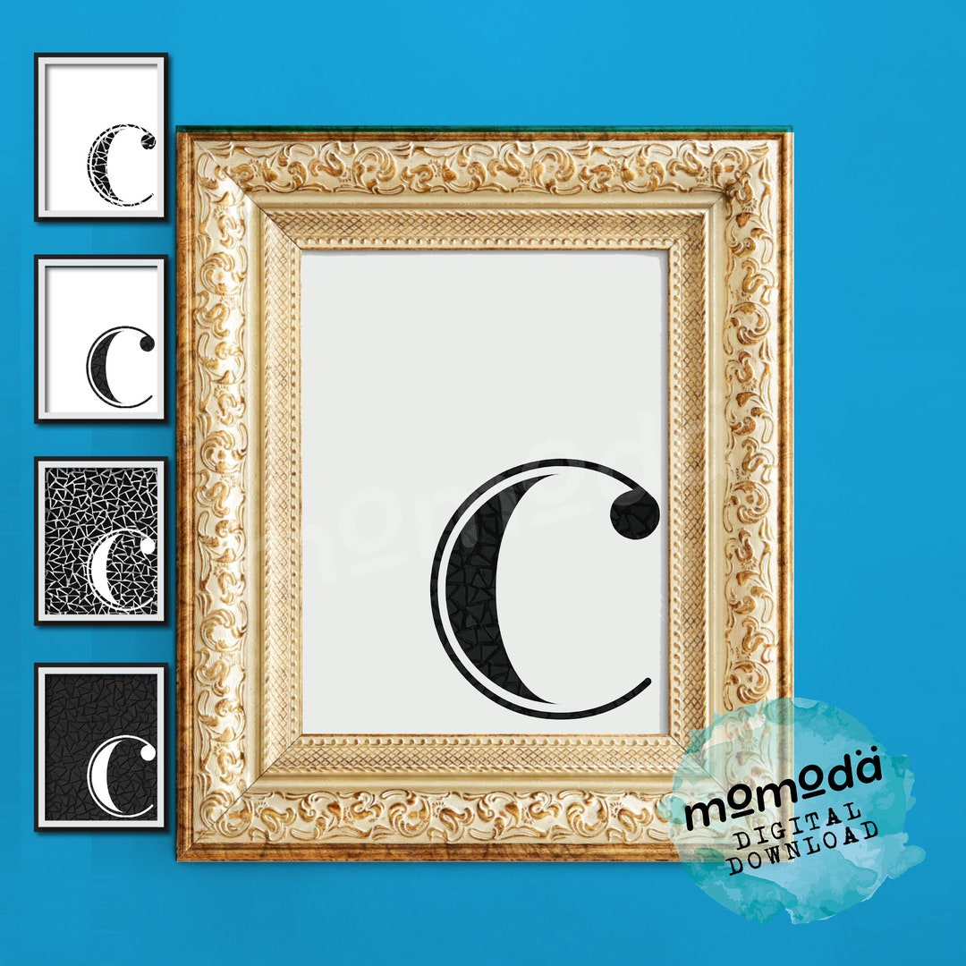4in1 Letter C Monogram Printable Modern Mosaic Minimalist Initials ...