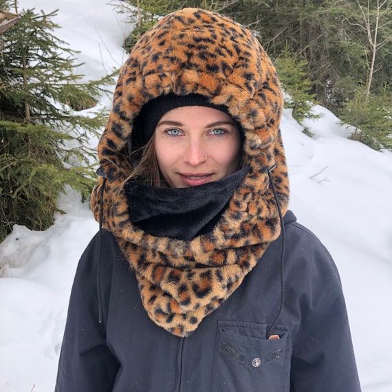 Leopard Ski Hood Capuchon Hat Fits Over Helmet Bivak Hood - Etsy