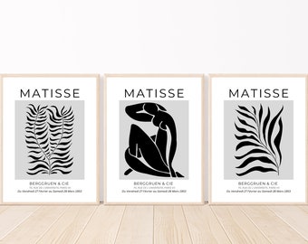 Set de 3 Matisse Prints - Negro sobre fondo blanco, Descarga digital