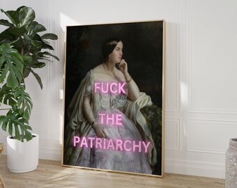 A la mierda el patriarcado, arte feminista, retrato de mujer vintage, impresión de arte alterada, decoración maximalista, impresión ecléctica, impresión de pared feminista