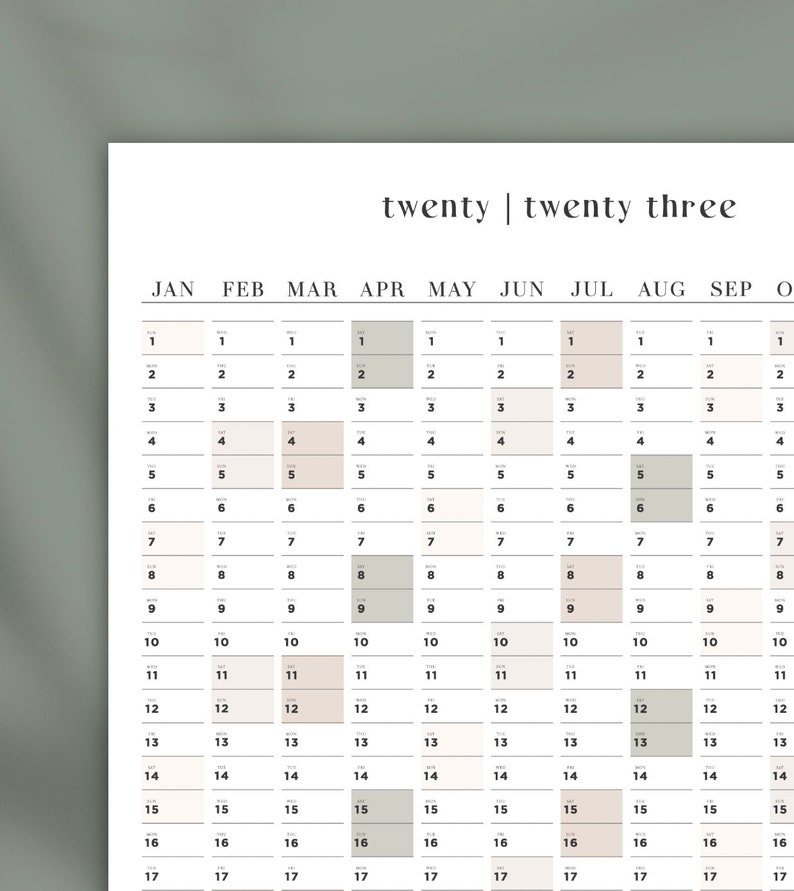 Printable Calendar for 2023 & 2024 Printable PDF A2 A1 - Etsy Ireland