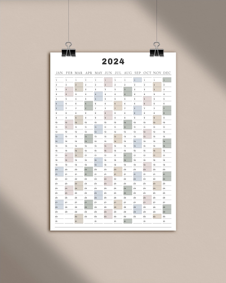 Printable Calendar for 2023 & 2024 Printable PDF A2 A1 - Etsy