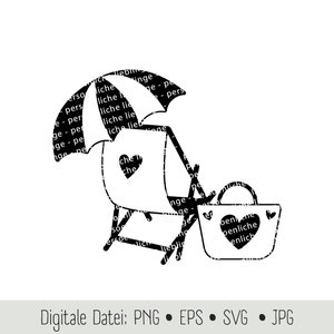 Deck Chair Sun Chair Chair Beach Sea Beach Chair Plotter File Cricut Silhouette Plotter Digital File EPS SVG PNG Vector Illustration
