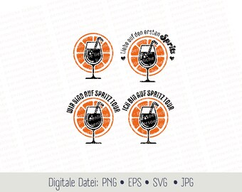 Archivo de trazado de cóctel Aperol Spritz, bebida mixta, trazador de silueta Cricut, archivo digital EPS, SVG, PNG, ilustración vectorial