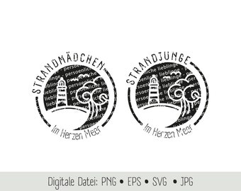 Beach boy beach girl beach vacation travel plotter file cricut embroidery file digital file SVG EPS PNG vector file illustration