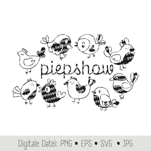 Piepshow Vögel Vogel Vogelhaus Futterstation Plotterdatei Cricut Silhouette Plotter Digitale Datei EPS SVG PNG Vektor Illustration