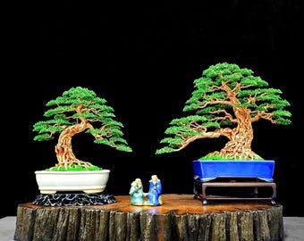 銅線盆栽彫刻：虎石、陶器鉢 - Etsy 日本