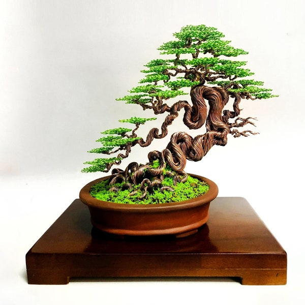 Hija de regalo del día del padre, árbol bonsái de alambre de cobre, escultura de árbol de alambre, decoración de escritorio, decoración de estantería, regalo del Día de la Madre, regalo de mamá