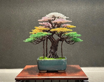 Árbol bonsái de alambre de cobre, escultura de árbol de alambre, decoración del hogar, decoración de escritorio, árbol bonsái, decoración de estantería, regalo del día del padre, regalo para él