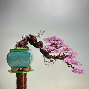 Copper wire bonsai tree, wire tree sculpture, bonsai tree, artificial bonsai, bonsai handmade, home deco, bookcase decor, father&#39;s day gift