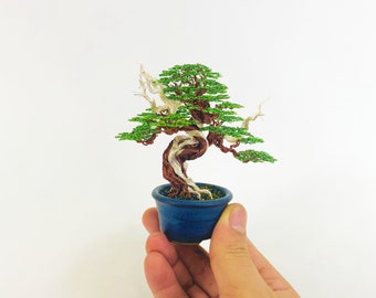 Copper Wire Bonsai mini, Tree Sculpture with green Leaves, Gift for Mother, tree of life, Valentine's Day Gifts, Wedding Gifts.