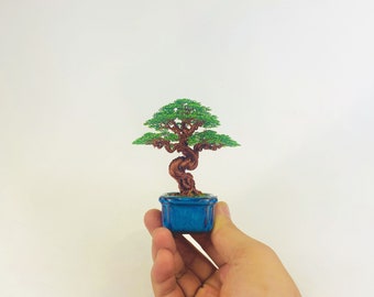 Mini bonsaï en fil de fer, bonsaï en fil de fer, bonsaï, arbre en fil de fer, sculpture d'arbre en fil de fer, déco de bureau, déco de bibliothèque, cadeau de fête des pères, art en fil de fer