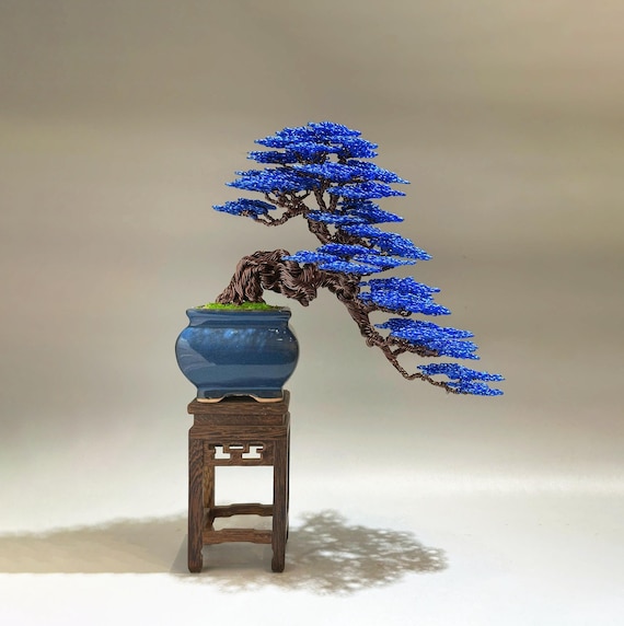 Draht Bonsai Baum mit blauem Laub im Wasserfall-Stil, einzigartiges  Valentinstag Geschenk, Bonsai Baum Kunst, Drahtbaum Skulptur, Schreibtisch  Dekor, Bcherregal Dekor - Etsy sterreich