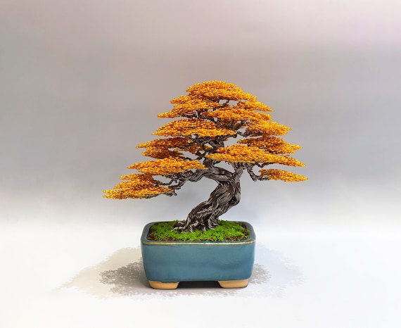 Copper wire bonsai tree, wire tree sculpture, tree of life, desk decor, bonsai tree, bookcase decor, father's day gift, gift for him