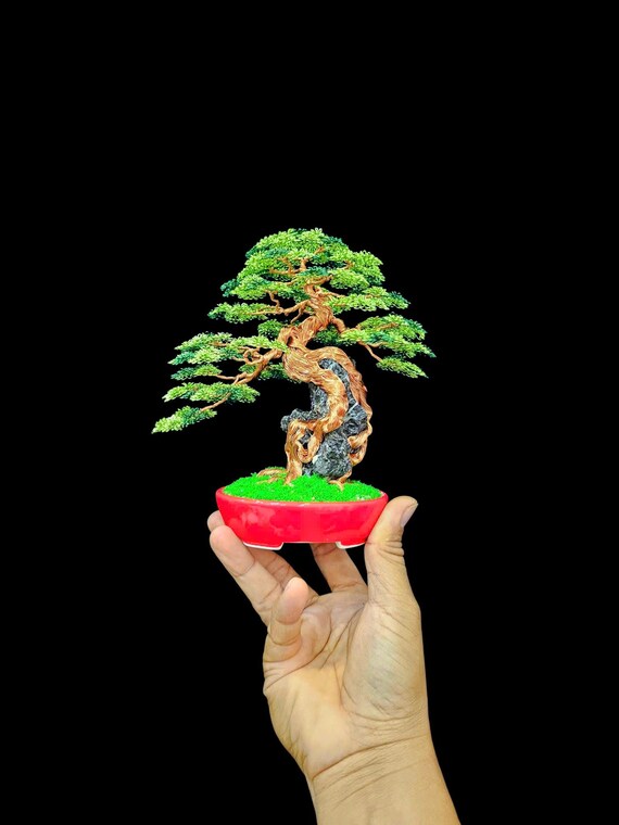 銅線盆栽彫刻：虎石、陶器鉢 - Etsy 日本