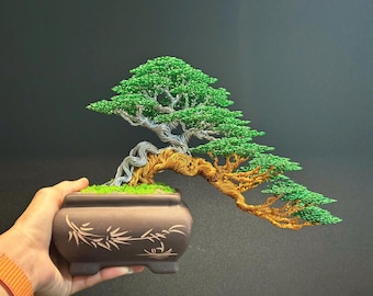 Copper Wire Bonsai Tree Sculpture: Handmade Japanese Desk Decor