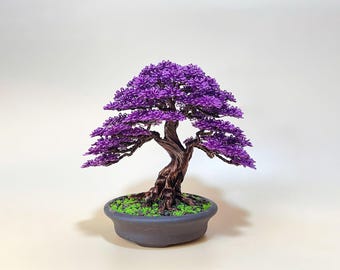 Amethyst Purple Wire Bonsai – 6th 28th Anniversary Gift, Wisteria Handmade Sculpture