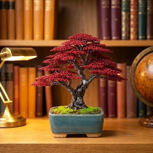 Copper wire bonsai tree, wire tree sculpture, tree of life, desk decor, bonsai tree, bookcase decor, father's day gift, gift for him image 3