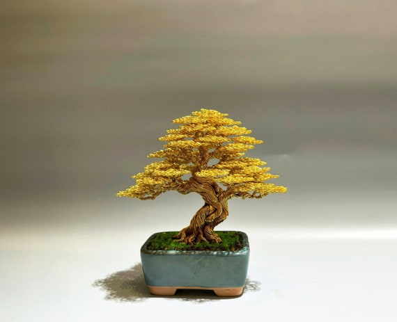 Draht Bonsai Baum Blattgold, Draht Baum Skulptur, Lebensbaum, Kupferdraht  Bonsai, knstlicher Bonsai, Bonsai handgemacht, Bonsai Baum leben - Etsy.de