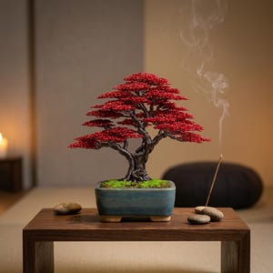 Copper wire bonsai tree, wire tree sculpture, tree of life, desk decor, bonsai tree, bookcase decor, father's day gift, gift for him image 4