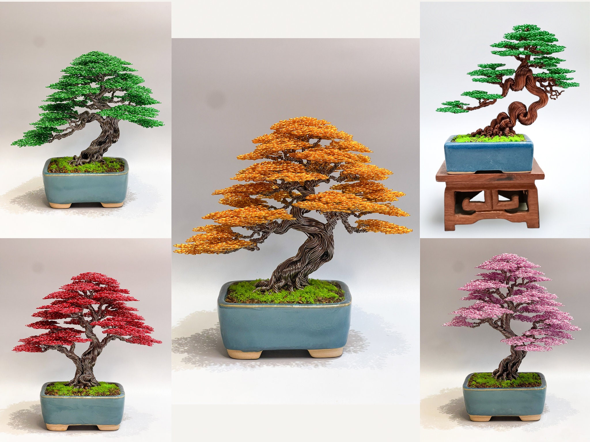 Escultura De árbol Bonsai De Alambre De Cobre Foto de archivo - Imagen de  flor, ramita: 248043114
