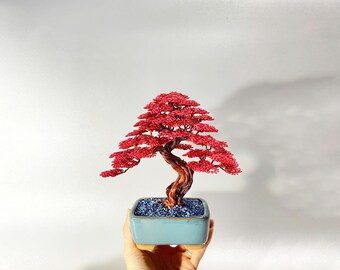 Wire Bonsai Tree with Crystals – Citrine Amethyst Aventurine, Handmade Feng Shui Decor