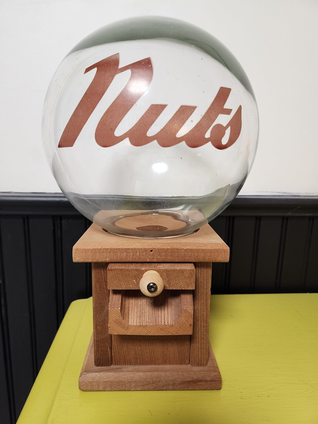 Vintage Peanut Dispenser Glass Globe Wooden Base Bar Pub Etsy Canada