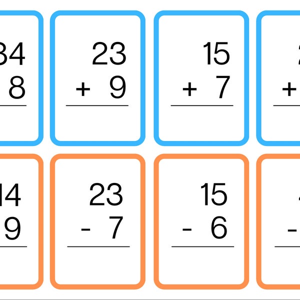 Flash cards di matematica con Addizioni,Sottrazioni e Tabelline