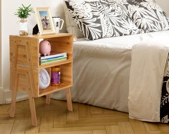 study table organizer 2 PC Bamboo Stackable End Tables, Bedroom Table, Nursery Room Table, Study Room Table, Bedroom Storage, Nightstand, Bedside Tables,