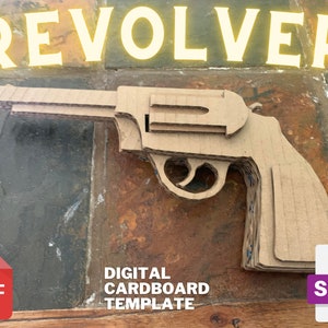 Revólver de cartón, Sólo archivos digitales, Plantilla de cartón, Plantilla de artesanía para niños, Artesanía de bricolaje, Patrón de cartón digital, Juego de simulación