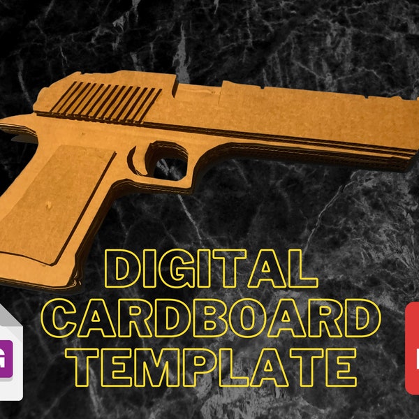 Cardboard Pistol,  Digital Files Only, Cardboard Template, Kids Craft Template, DIY Craft, Digital Cardboard Pattern, Pretend Play