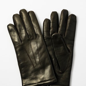 Edmond Men&#39;s Italian hairsheep nappa leather gloves, 100% merino wool lining