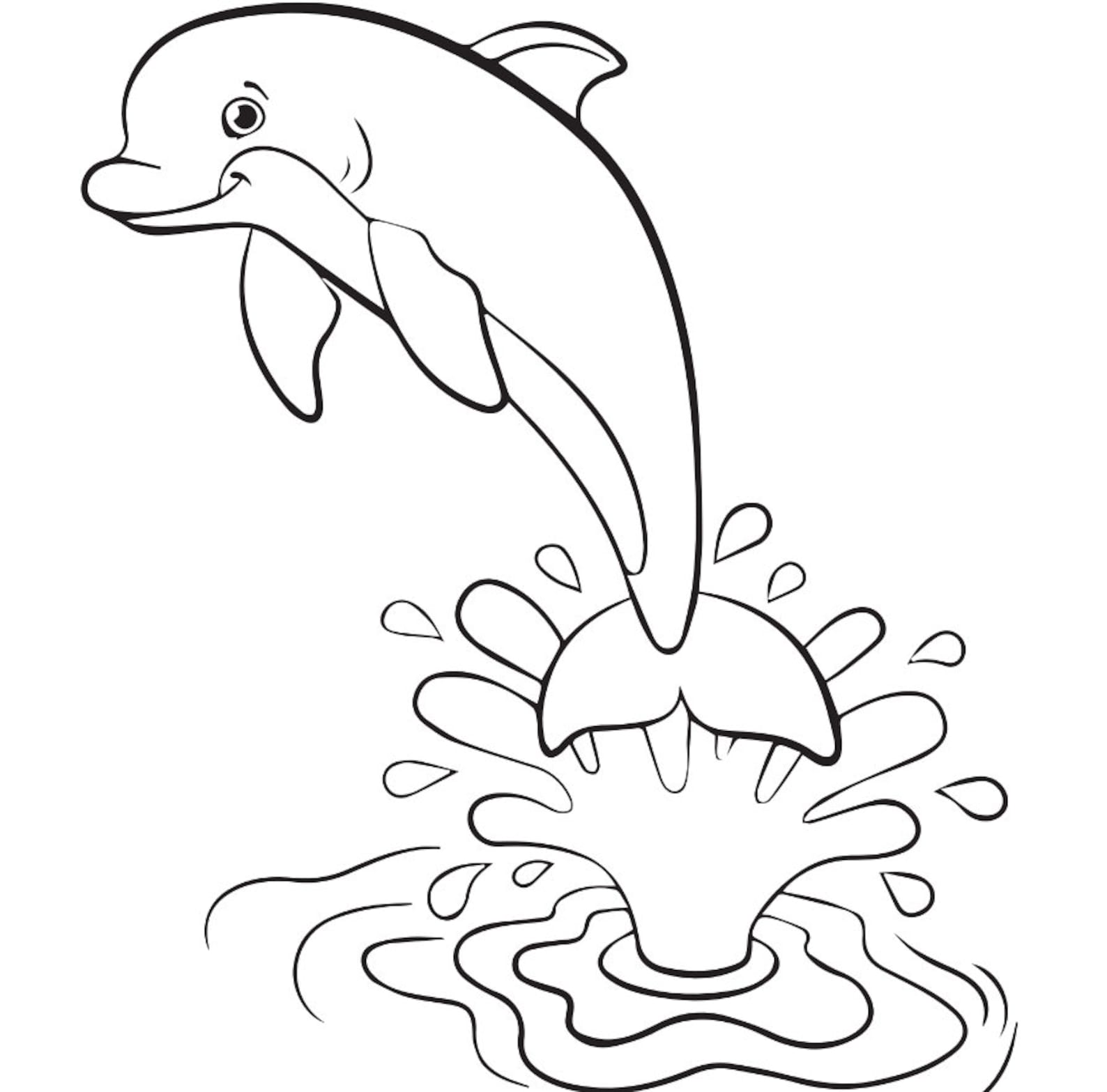 Kids Coloring Digital Printable, Dolphins Etsy