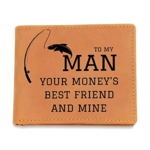 Cartera de cuero para hombre / Pescador, regalo de pesca para él, para mi hombre, esposo, novio, aniversario, cumpleaños, solo porque sí