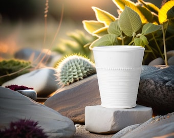 White ribbed ceramic plant pot 14 cm | Ceramic Planter | House Plant Pot | Minimalist | Indoor Planters | Home Decor | Gifts | Scandinavian