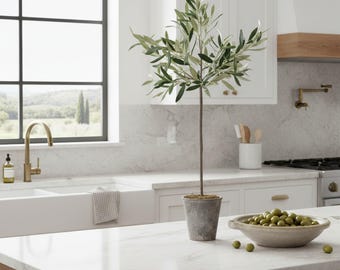 Ambiente mediterráneo: Olivo artificial ultra realista / Decoración del hogar / Árbol de 73 cm en maceta