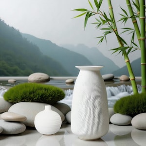 Minimalistic White Bud Vase - Scandinavian Design - Perfect Indoor Vase for Artificial Flowers - Home Decor and Gift Idea