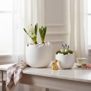 Home Decor: Set of Two Egg-shaped Planters for Summer Planting