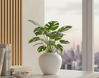 Scandinavian White Ceramic Plant Pot - Modern Home Decor and Housewarming Gift