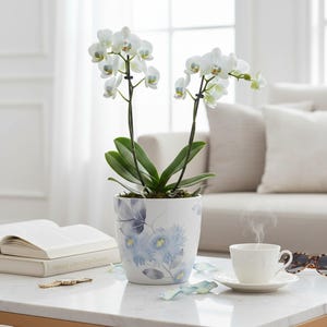 Floral Ceramic Planter | Scandinavian Home Decor, 15cm