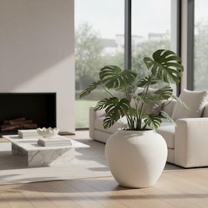 Großer weißer Terrakotta Blumentopf | Skandinavische Dekoration (32 cm)