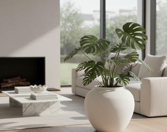 Large White Terracotta Plant Pot | Scandinavian Home Decor (32cm)