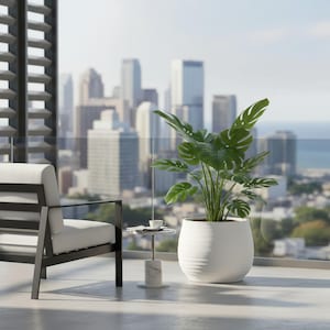 Contemporary Scandinavian White Matt 31cm Ceramic Planter - Ideal for Indoor Plants