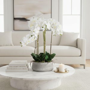 Elegant Large White Orchid - Faux Floral Accent