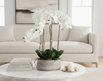 Elegant Large White Orchid - Faux Floral Accent